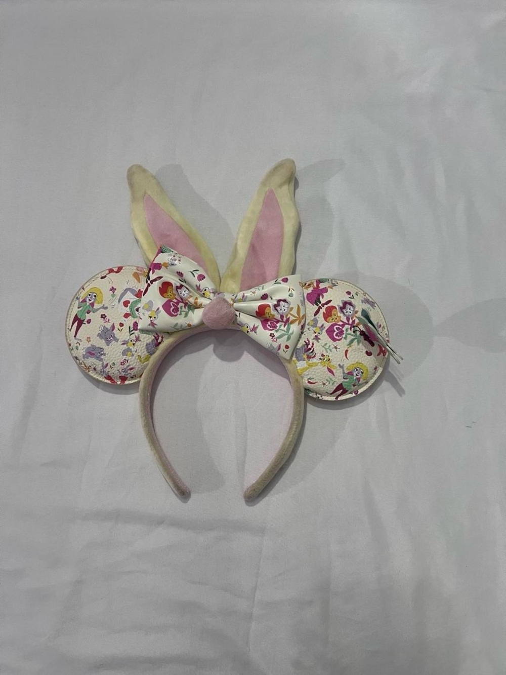 Disney Parks Authentic Floral Bunny Ears Headband Pink Bow